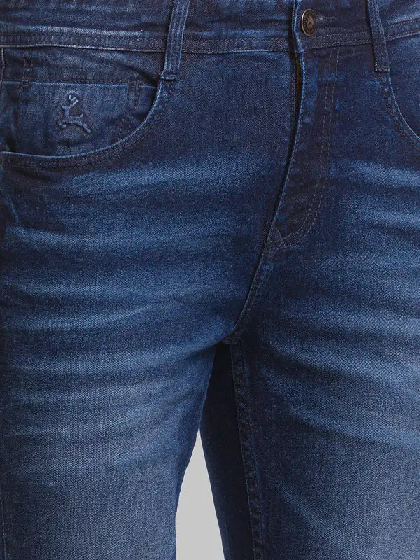 Men Skinny Cropped Fit Blue Jeans