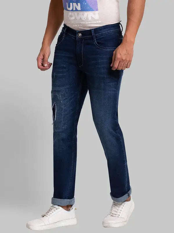 Men Slim Tapered Fit Blue Jeans