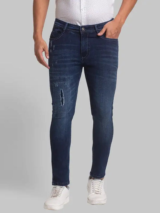 Men Slim Tapered Fit Blue Jeans