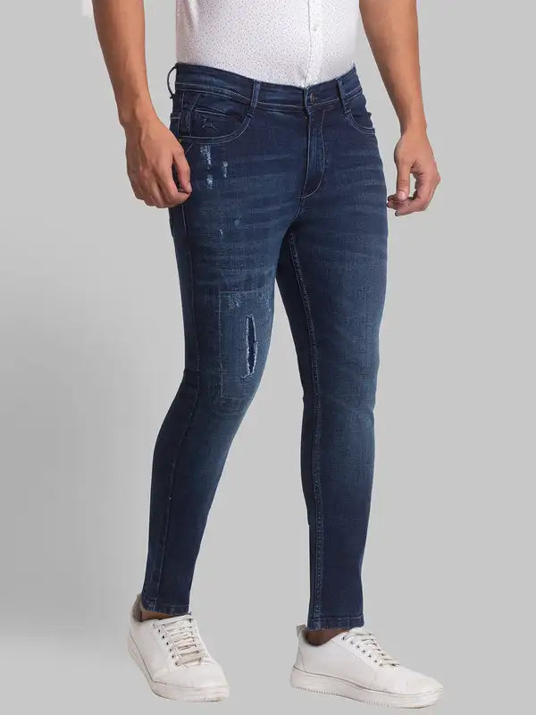 Men Slim Tapered Fit Blue Jeans