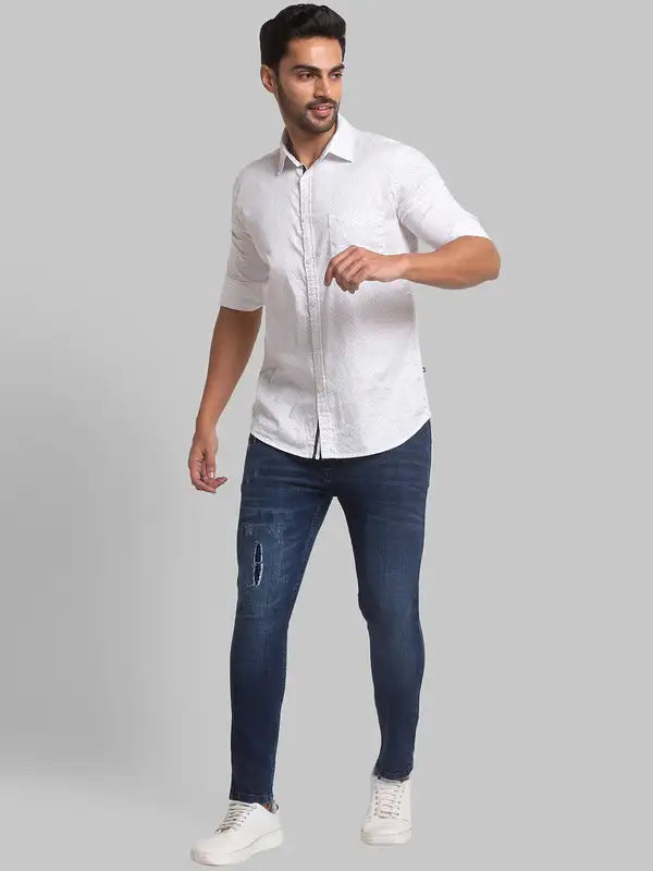 Men Slim Tapered Fit Blue Jeans
