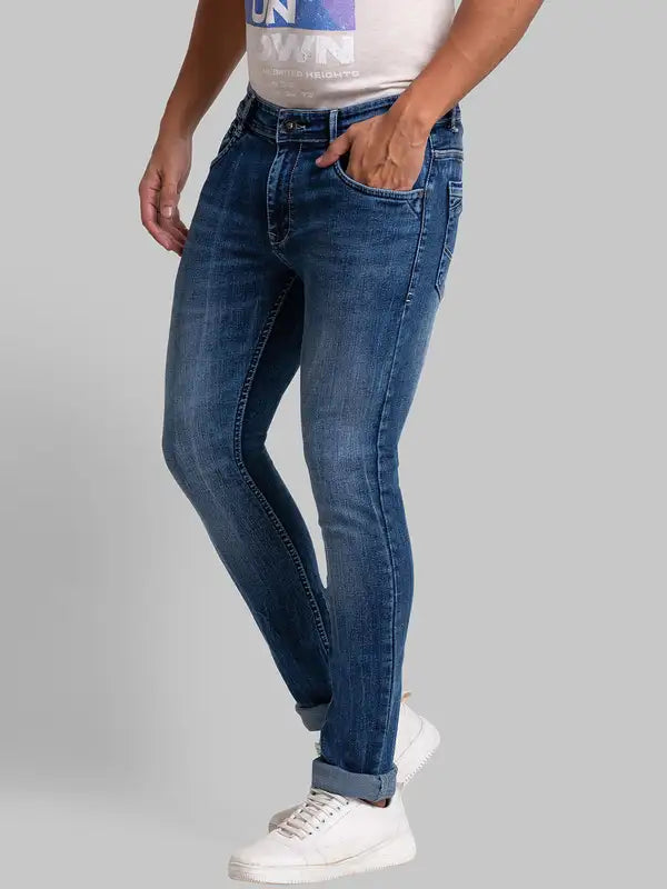 Men Slim Tapered Fit Blue Jeans