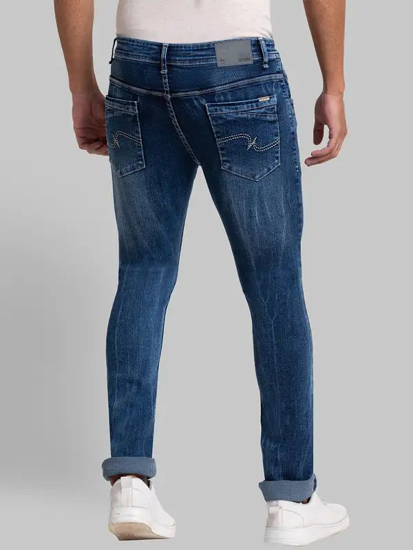 Men Slim Tapered Fit Blue Jeans