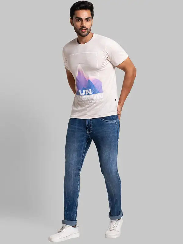 Men Slim Tapered Fit Blue Jeans