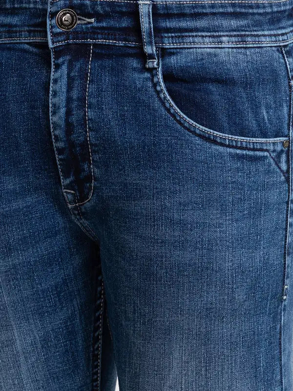 Men Slim Tapered Fit Blue Jeans