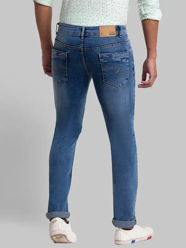 Men Slim Tapered Fit Blue Jeans