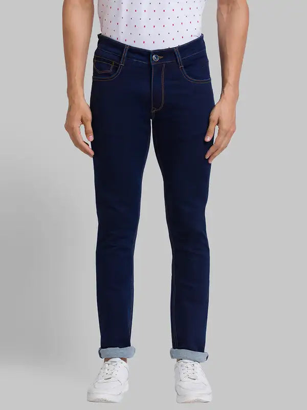 Men Slim Tapered Fit Blue Jeans