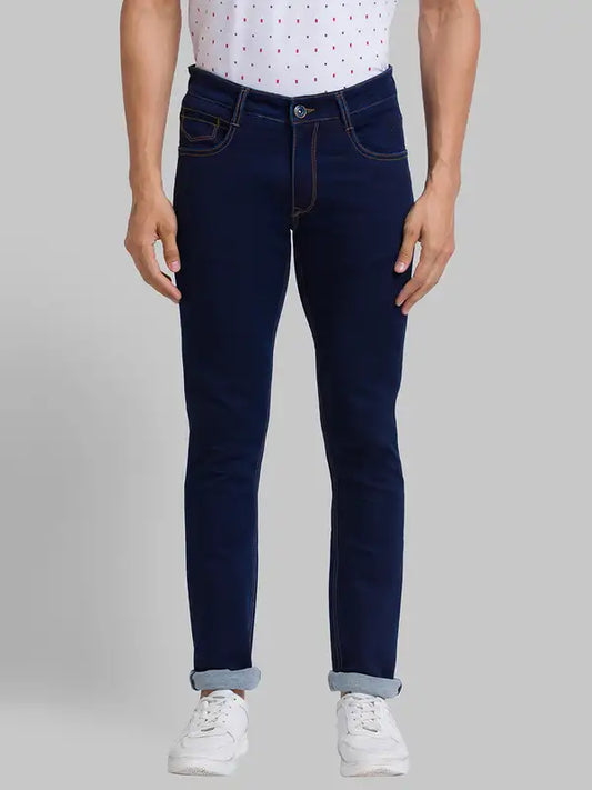 Men Slim Tapered Fit Blue Jeans