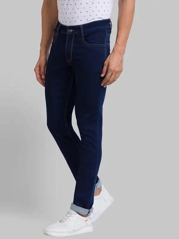 Men Slim Tapered Fit Blue Jeans