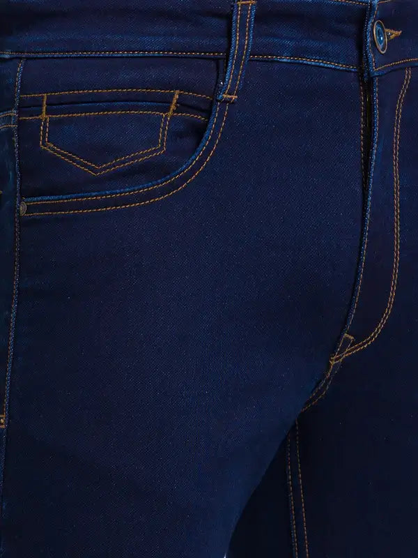 Men Slim Tapered Fit Blue Jeans
