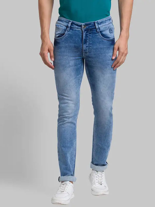 Men Slim Tapered Fit Grey Jeans