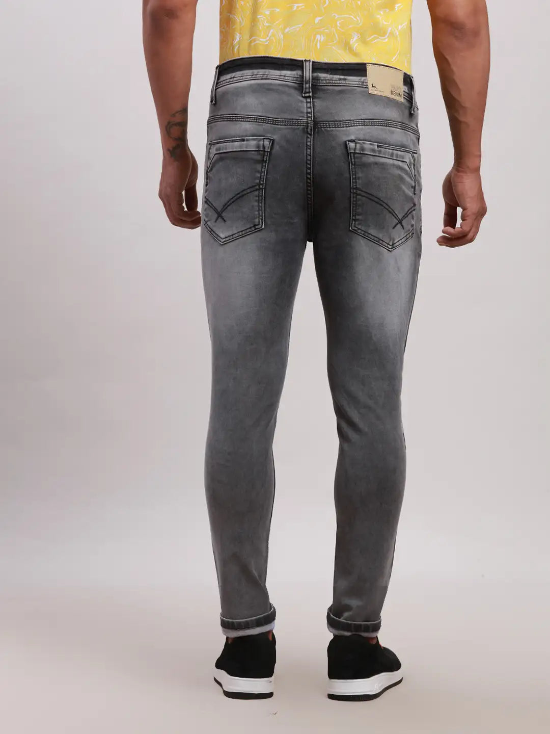 Men Blue Slim Tapered Fit Plain Cotton Blend Jeans