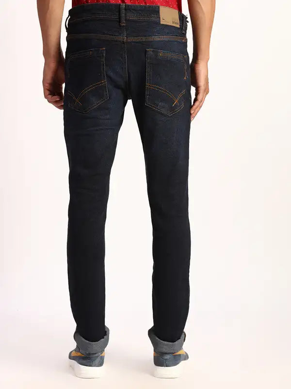 Men Slim Tapered Fit Blue Jeans