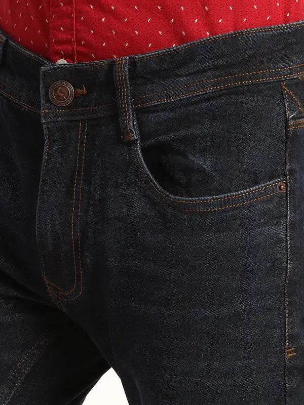 Men Slim Tapered Fit Blue Jeans