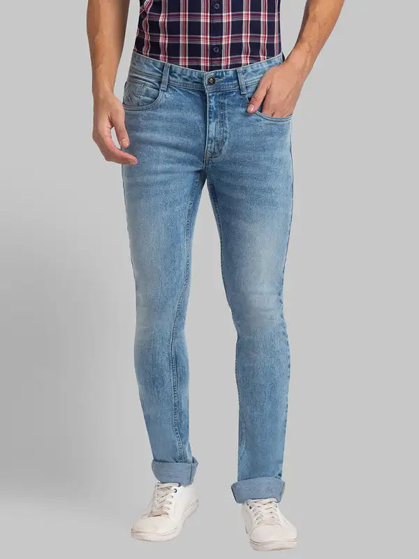 Men Slim Tapered Fit Blue Jeans