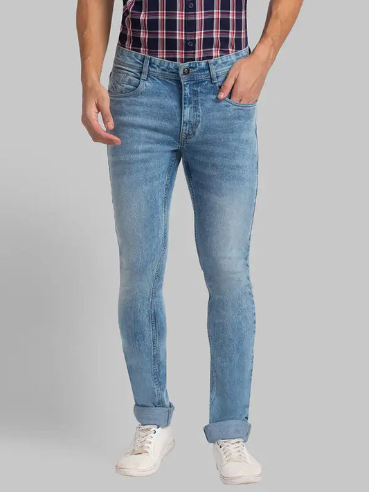 Men Slim Tapered Fit Blue Jeans