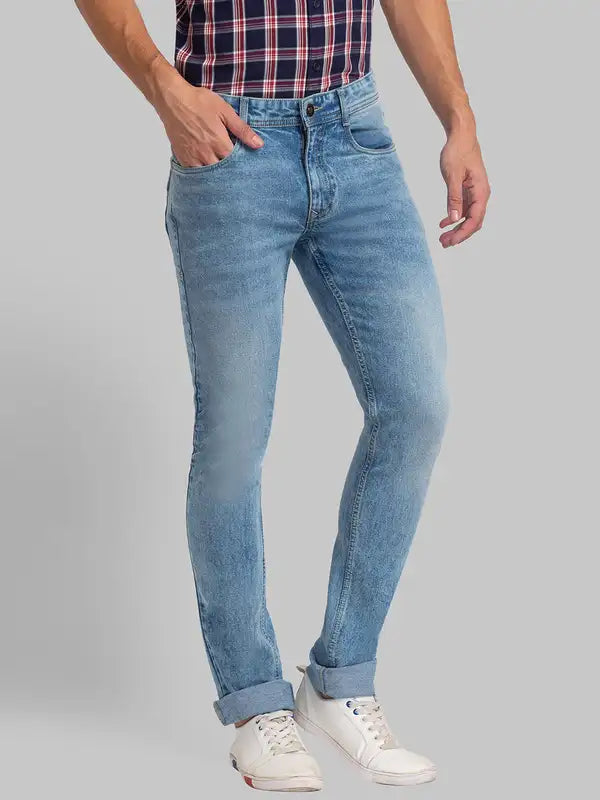 Men Slim Tapered Fit Blue Jeans