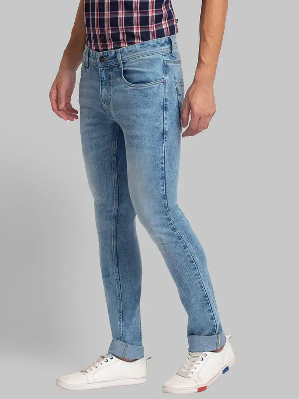 Men Slim Tapered Fit Blue Jeans