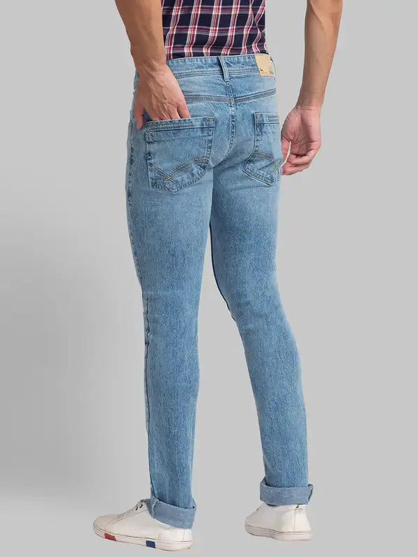 Men Slim Tapered Fit Blue Jeans