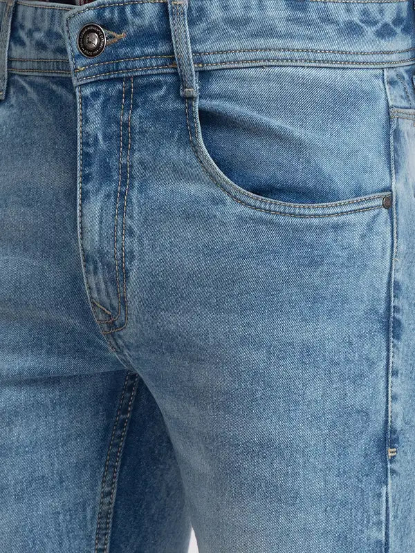 Men Slim Tapered Fit Blue Jeans