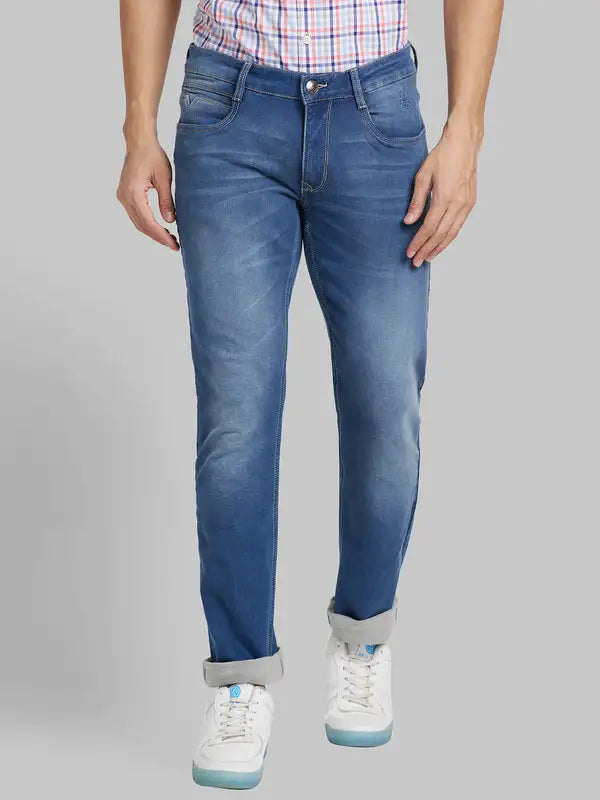 Men Regular Fit Blue Blazer