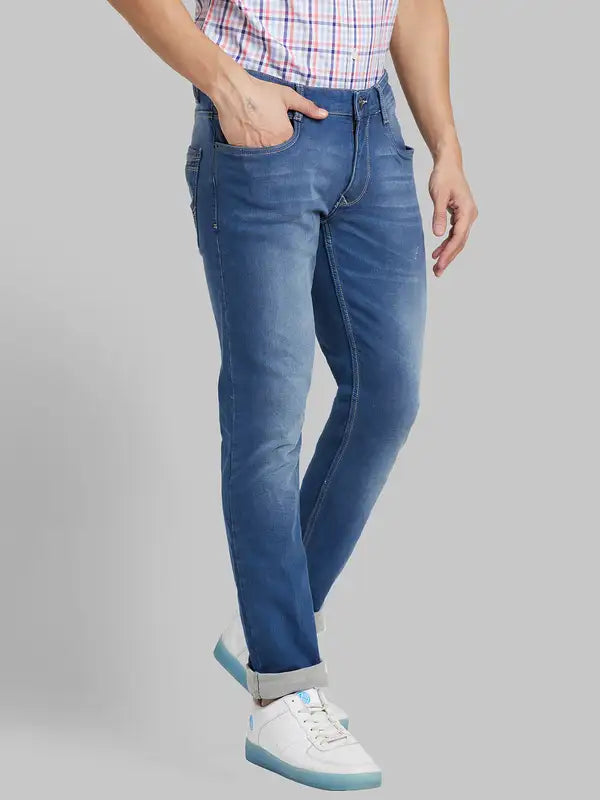 Men Regular Fit Blue Blazer