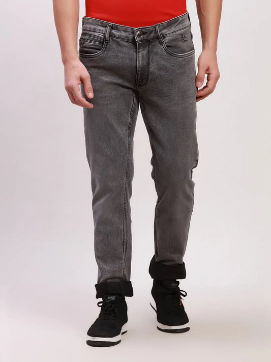 Parx Men Blue Twill Slim Tapered Fit Cotton Blend Jeans