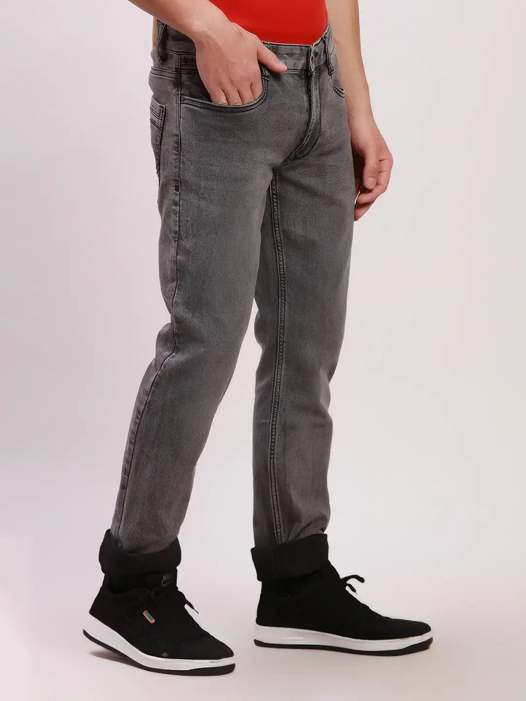 Parx Men Blue Twill Slim Tapered Fit Cotton Blend Jeans