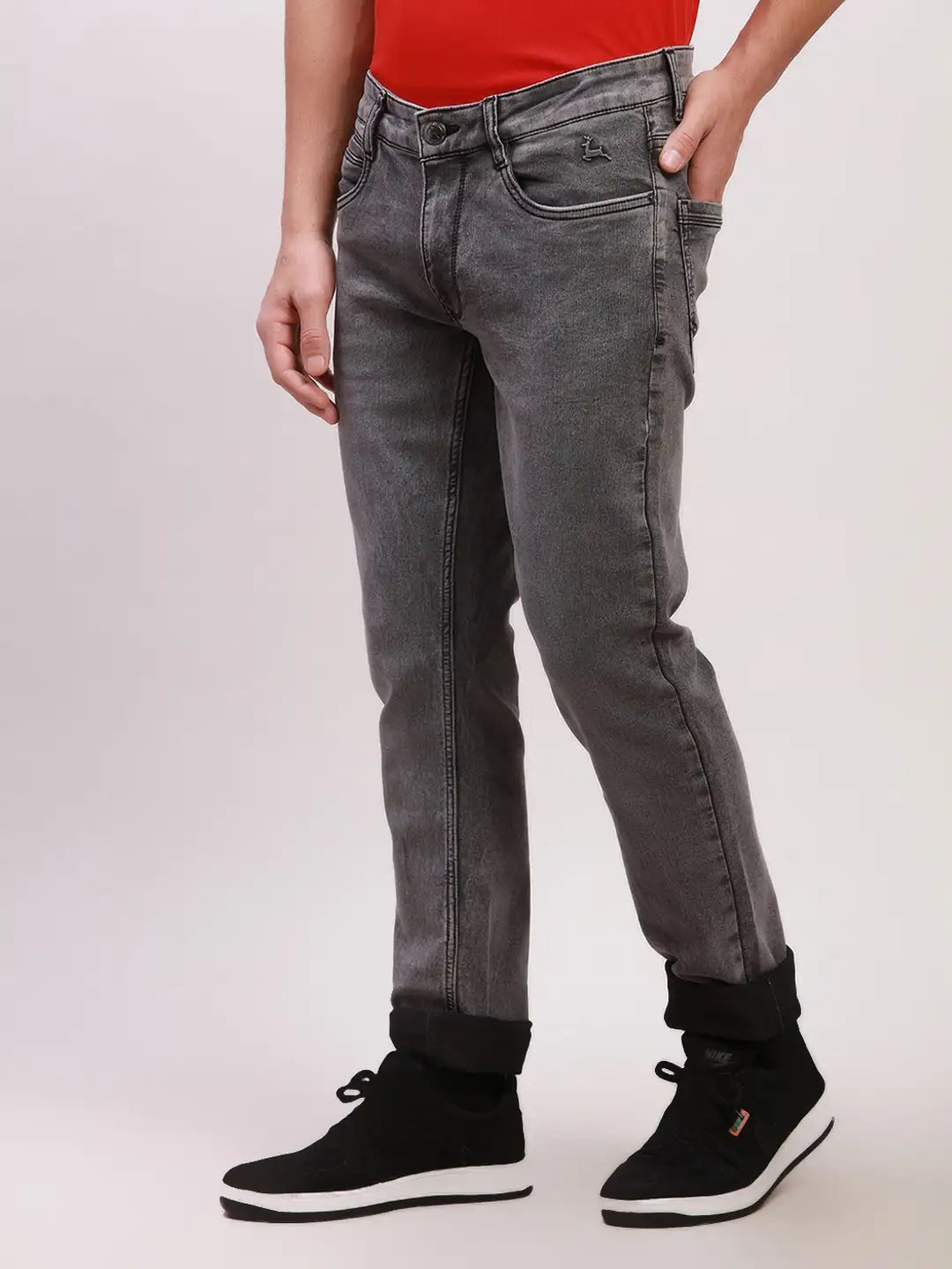 Parx Men Blue Twill Slim Tapered Fit Cotton Blend Jeans
