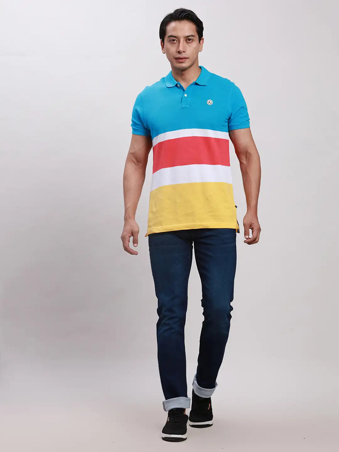 Parx Men Blue Plain Slim Tapered Fit Cotton Blend Jeans