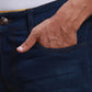 Parx Men Blue Plain Slim Tapered Fit Cotton Blend Jeans