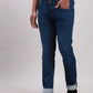 Men Blue Slim Tapered Fit Plain Cotton Blend Jeans
