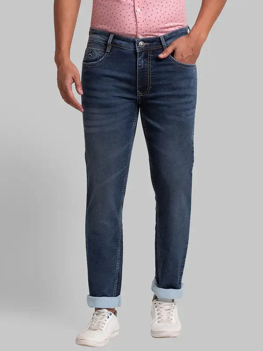 Men Slim Tapered Fit Blue Jeans