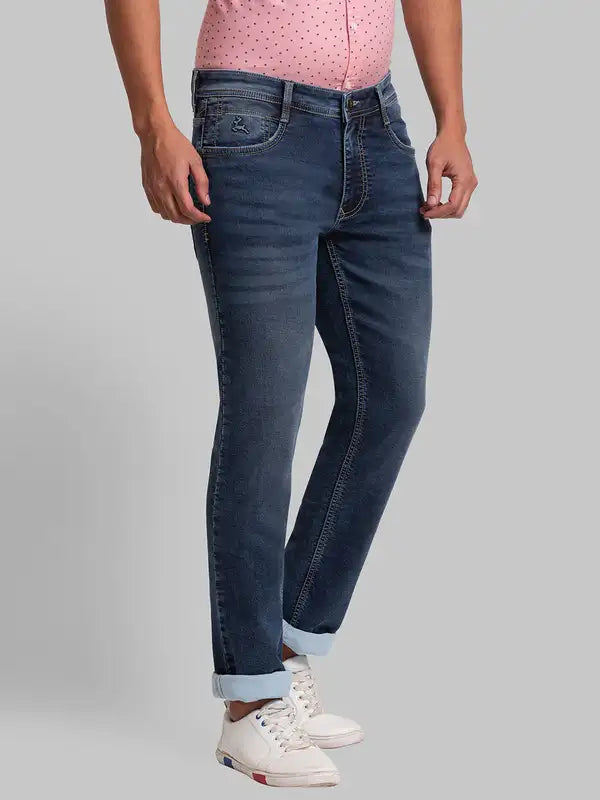 Men Slim Tapered Fit Blue Jeans
