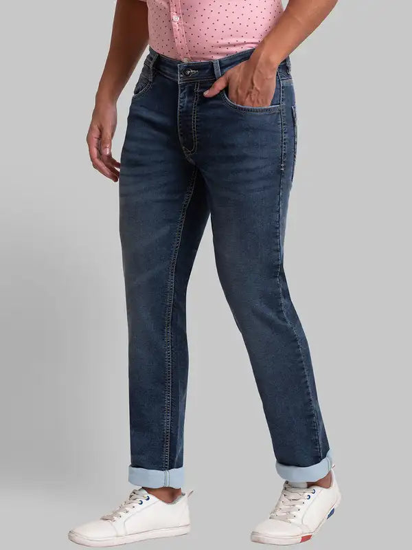 Men Slim Tapered Fit Blue Jeans
