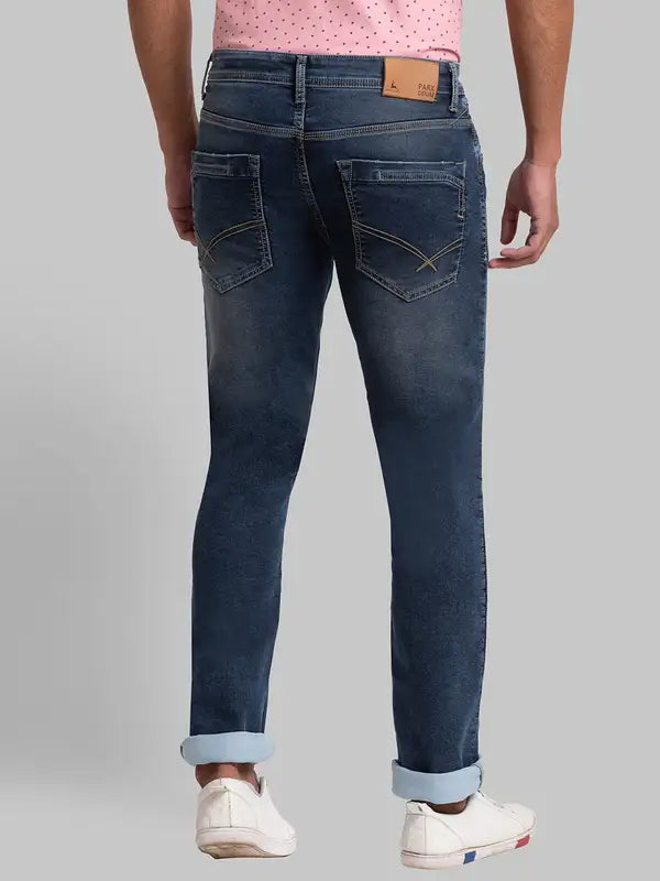 Men Slim Tapered Fit Blue Jeans