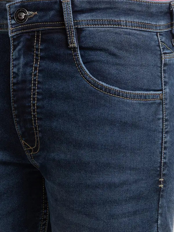 Men Slim Tapered Fit Blue Jeans