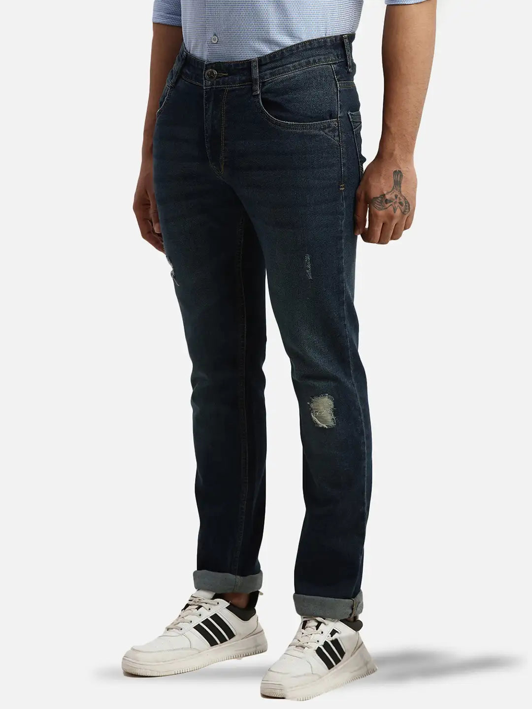Men Slim Tapered Fit Blue Jeans