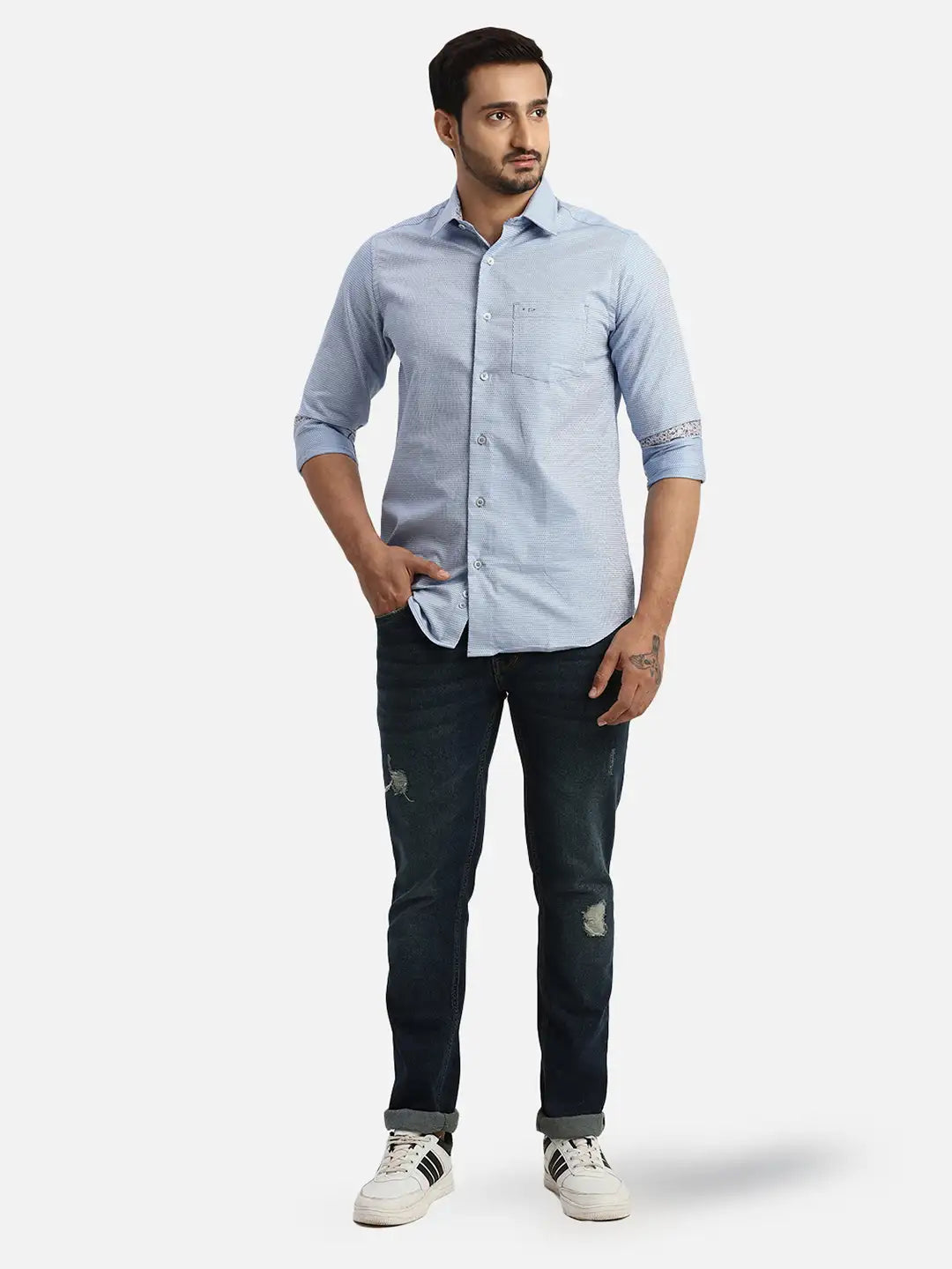 Men Slim Tapered Fit Blue Jeans