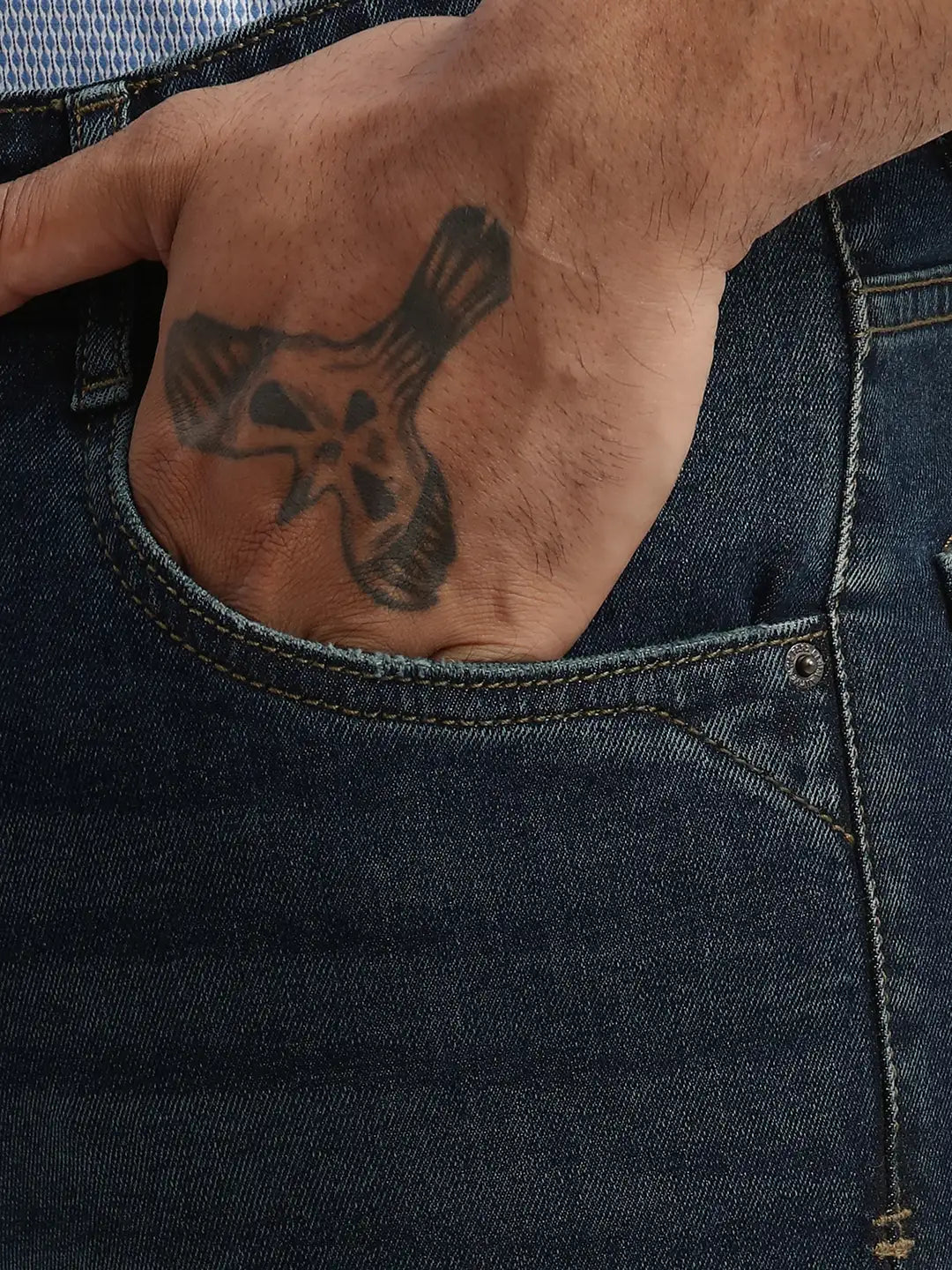 Men Slim Tapered Fit Blue Jeans