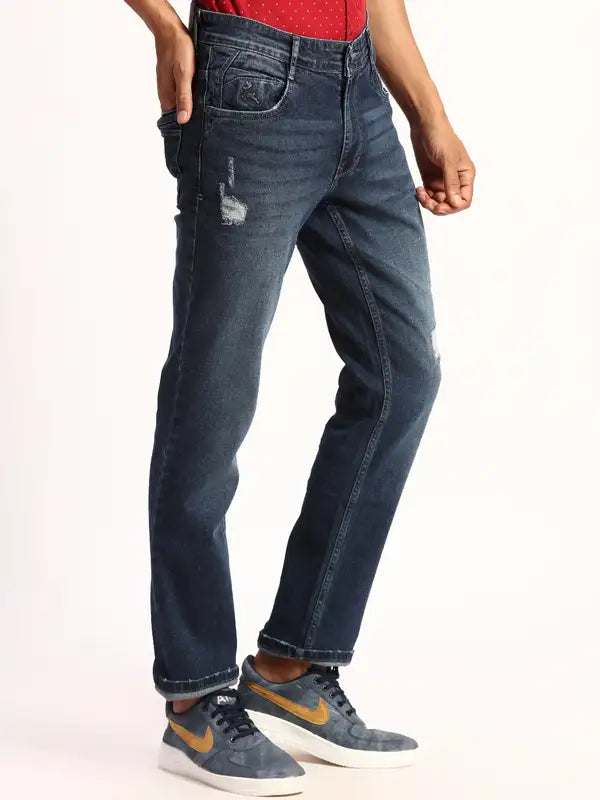 Men Slim Tapered Fit Blue Jeans