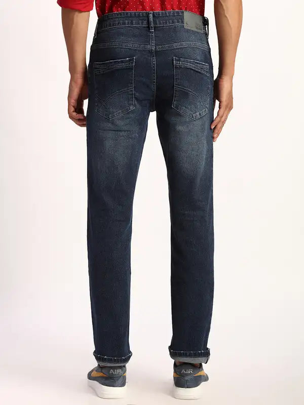 Men Slim Tapered Fit Blue Jeans