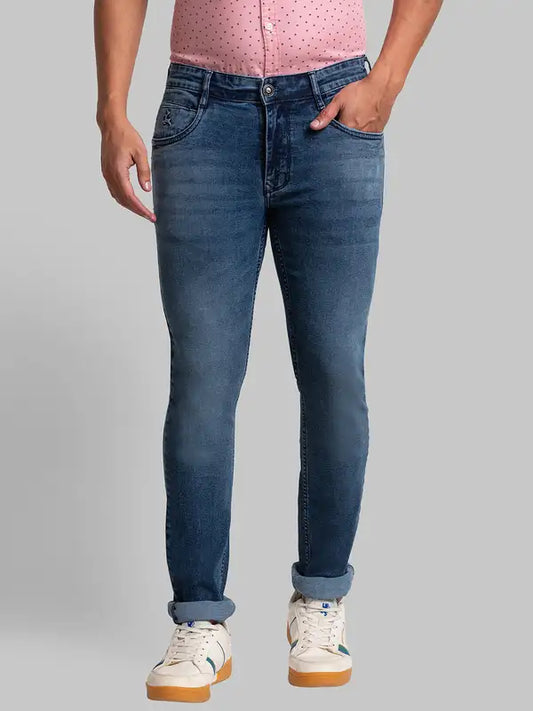Men Slim Tapered Fit Blue Jeans