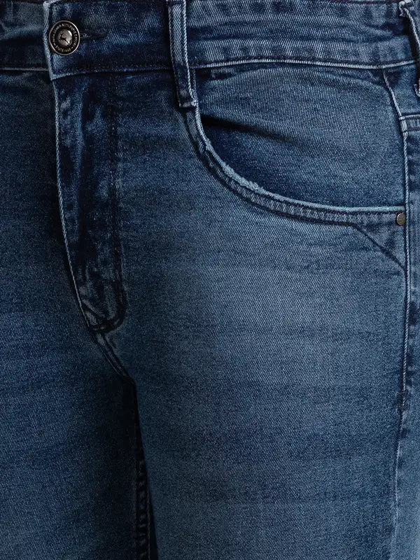 Men Slim Tapered Fit Blue Jeans