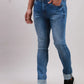 Men Blue Slim Tapered Fit Plain Cotton Blend Jeans