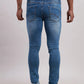 Men Blue Slim Tapered Fit Plain Cotton Blend Jeans