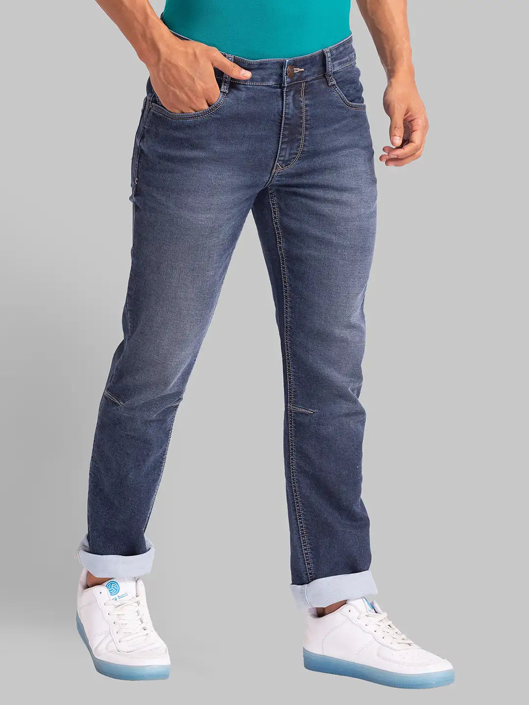 Men Blue Slim Tapered Fit Twill Cotton Blend Jeans