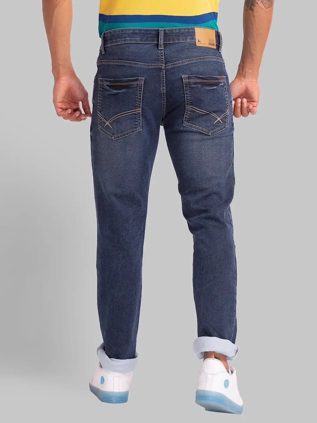 Men Blue Slim Tapered Fit Twill Cotton Blend Jeans