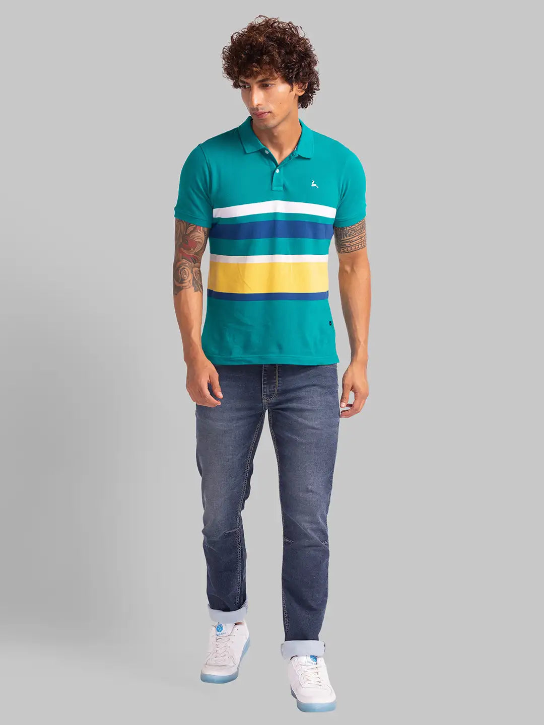 Men Blue Slim Tapered Fit Twill Cotton Blend Jeans