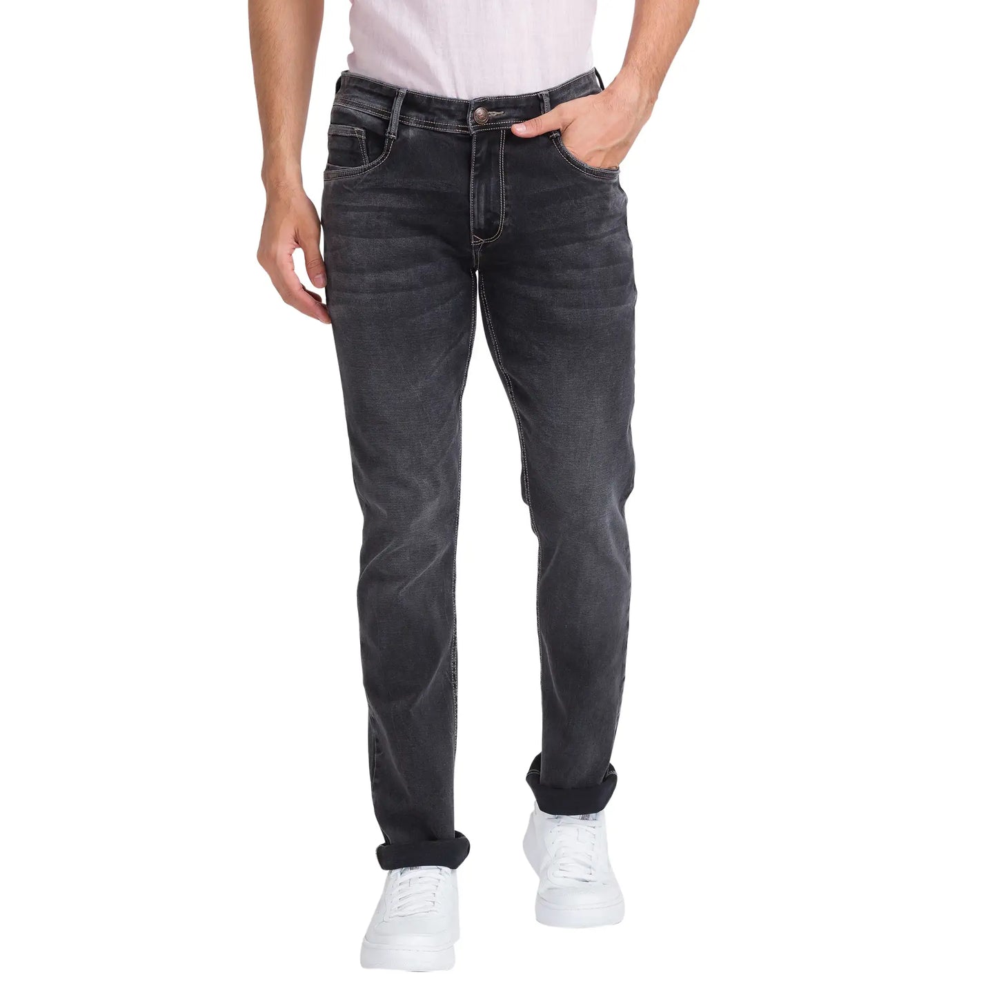 Men Slim Fit Black Jeans